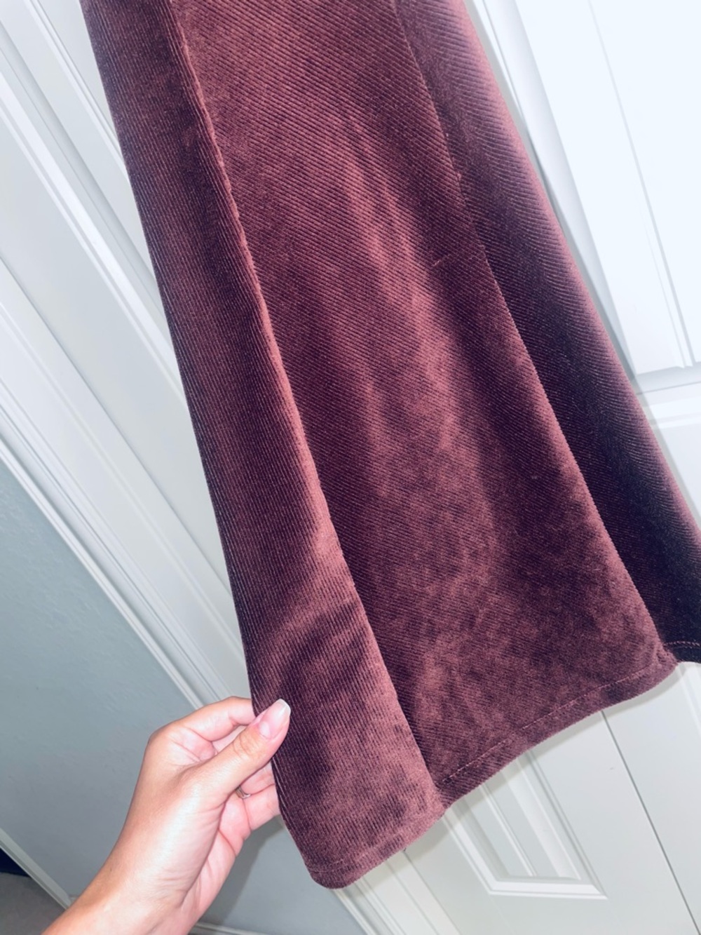 Altar'd State Chocolate Brown Velvet Flare Pants - Picture 3 of 6
